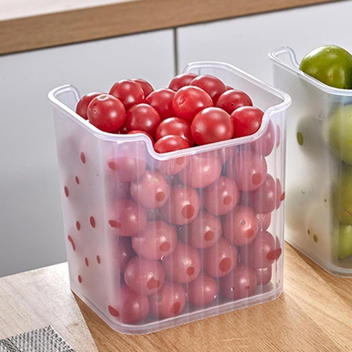 Allecto Plus - Koelkast Organizer Box met Zijdeur Opslag - Transparante Voedselcontainer Organizer met Deksel