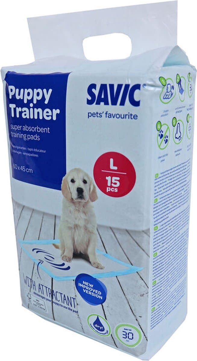 Savic Puppytrainer Navulpads - Maat Large: 60×45 cm - 15 stuks