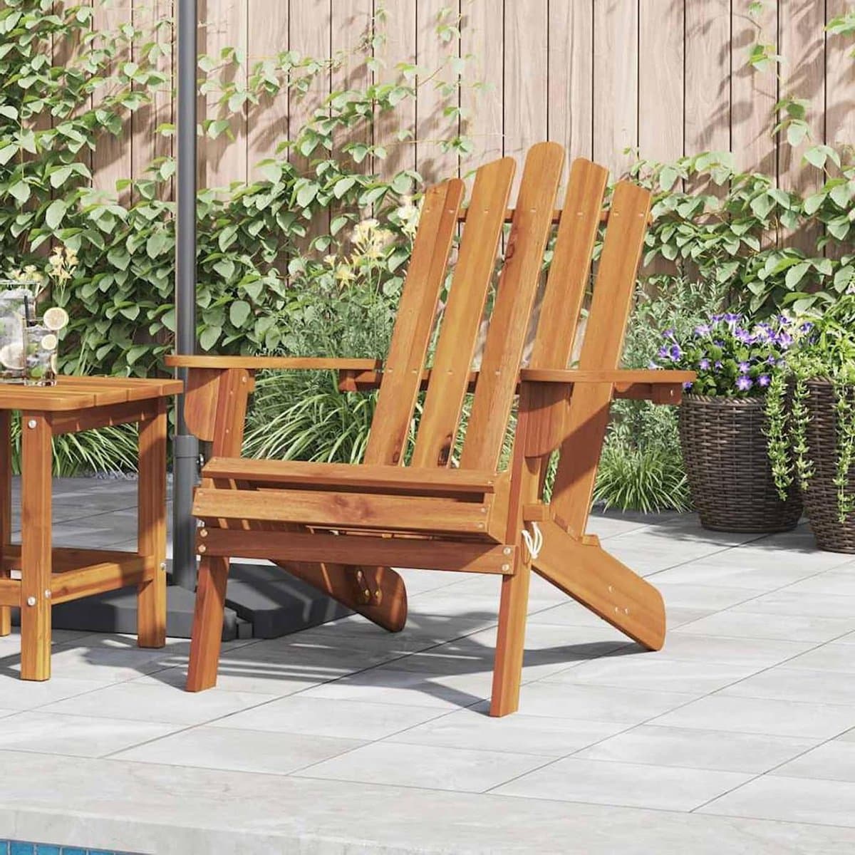 Tuinstoel Hout - Adirondack Stoel Balkonstoel - Ontspannen Buiten Zitten - Inklapbaar Ruimtebesparend - 75 x 84 x 90 cm