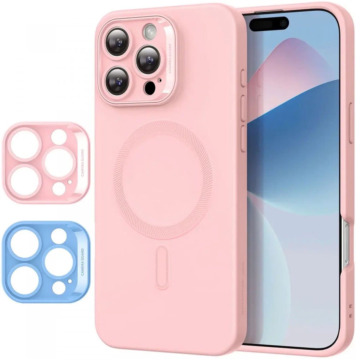 ESR Cloud Soft HaloLock Hoesje Geschikt voor Apple iPhone 16 Pro Max - Compatibel met MagSafe en HaloLock - Siliconen Back Cover - Magnetische Beschermhoes - Roze