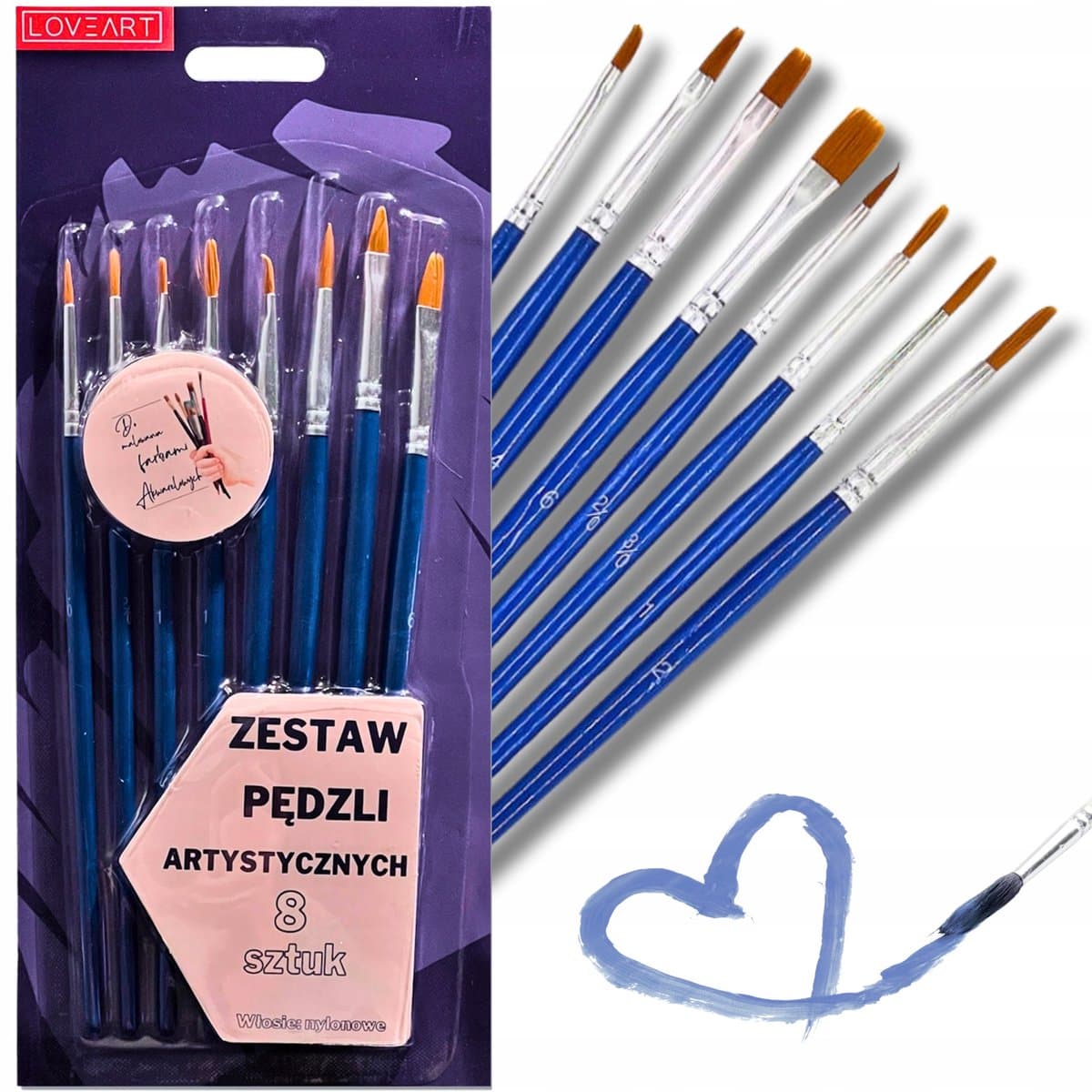 LoveArt Kwasten Set 8 stuks voor Acryl & Aquarel