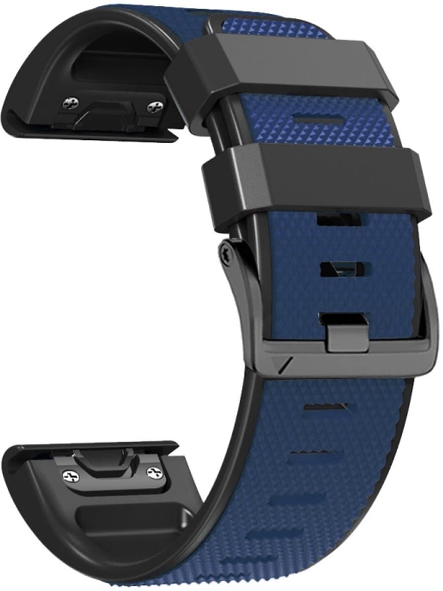 Voor Garmin Fenix 7 Pro 22 mm schroefgesp diamant textuur twee kleuren siliconen horlogeband (donkerblauw + zwart)