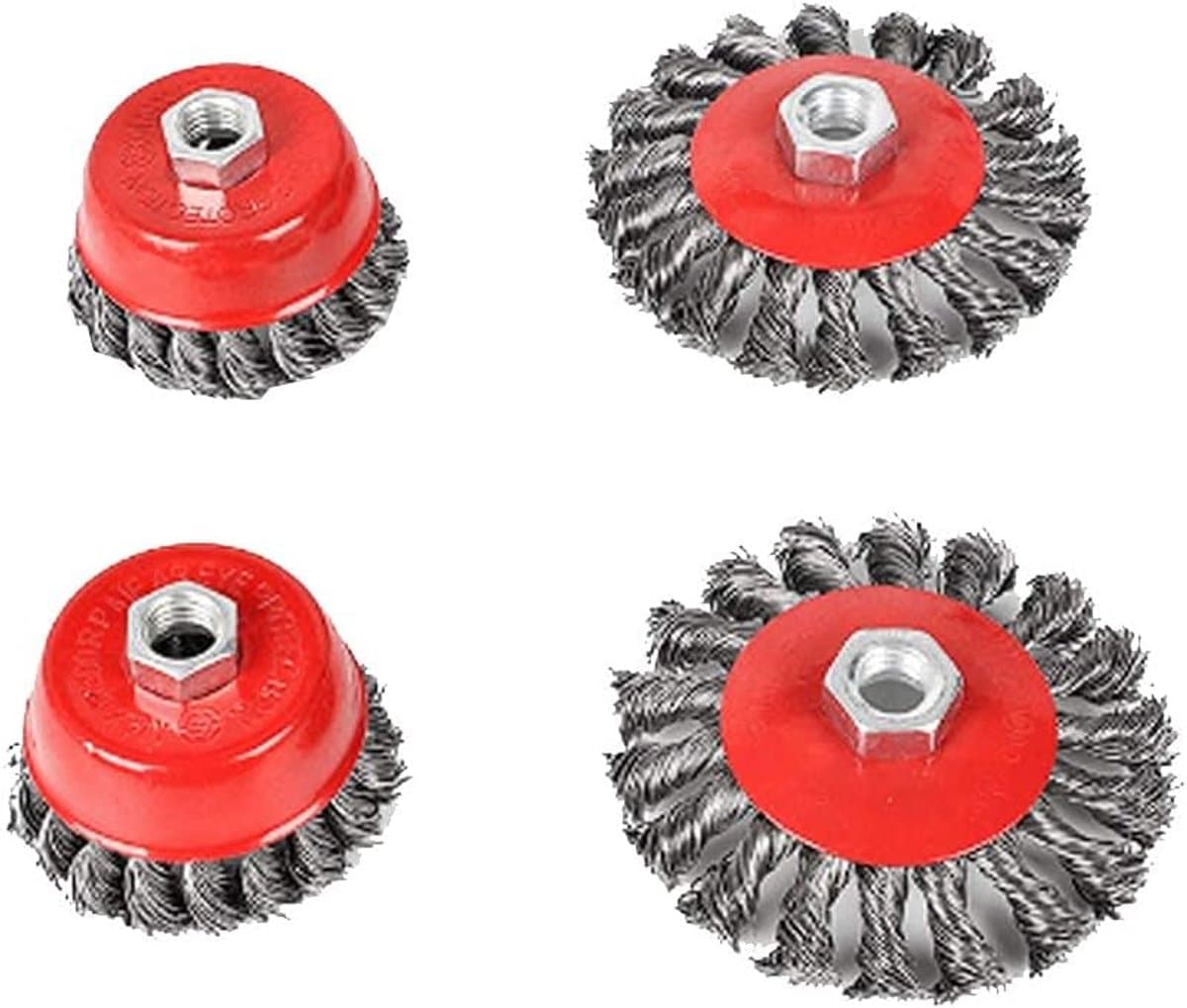 draadborstel haakse slijper Twist Knot draadborstelset voor 115 mm slijpmachine haakse slijper ˜ 75 mm ˜ 100 mm M14 4-delig van koolstofstaaldraad