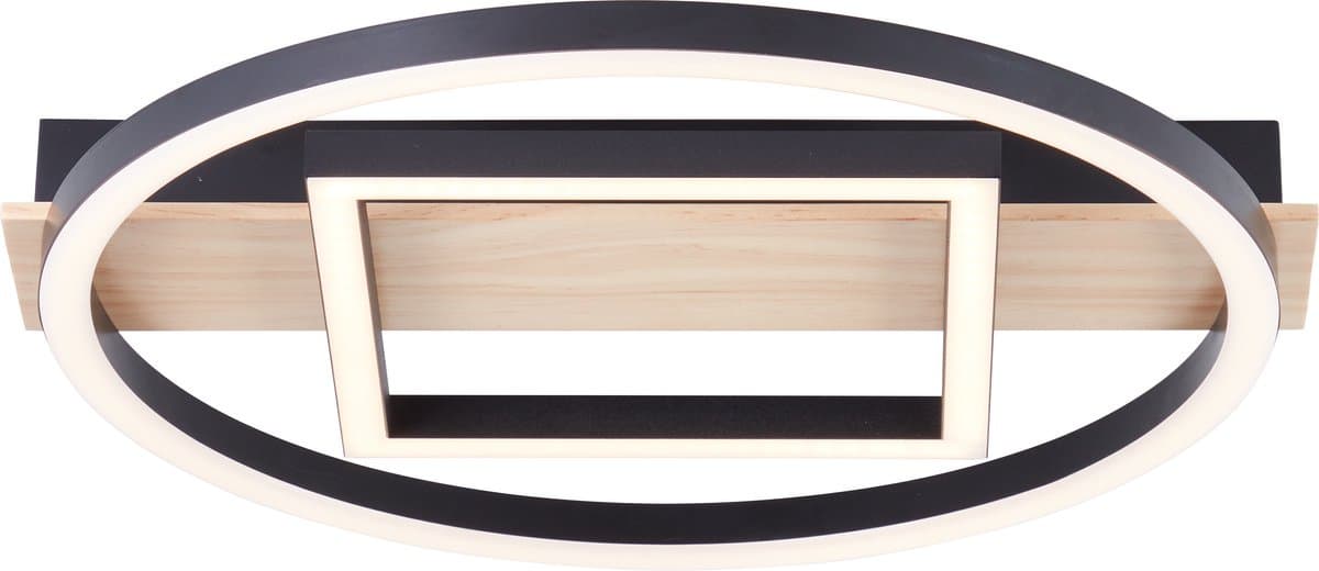 Brilliant Maureen - Plafondlamp - LED 24W - 3000K - Zwart - Hout