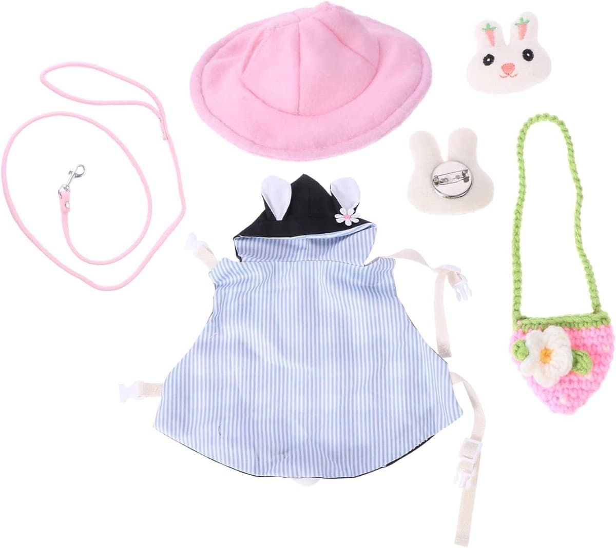 Huisdier Kostuum Set - Dierenkleding Harnas - Feestelijke Wandelingen - Ademend Pluche Materiaal - Maat L - Grijs