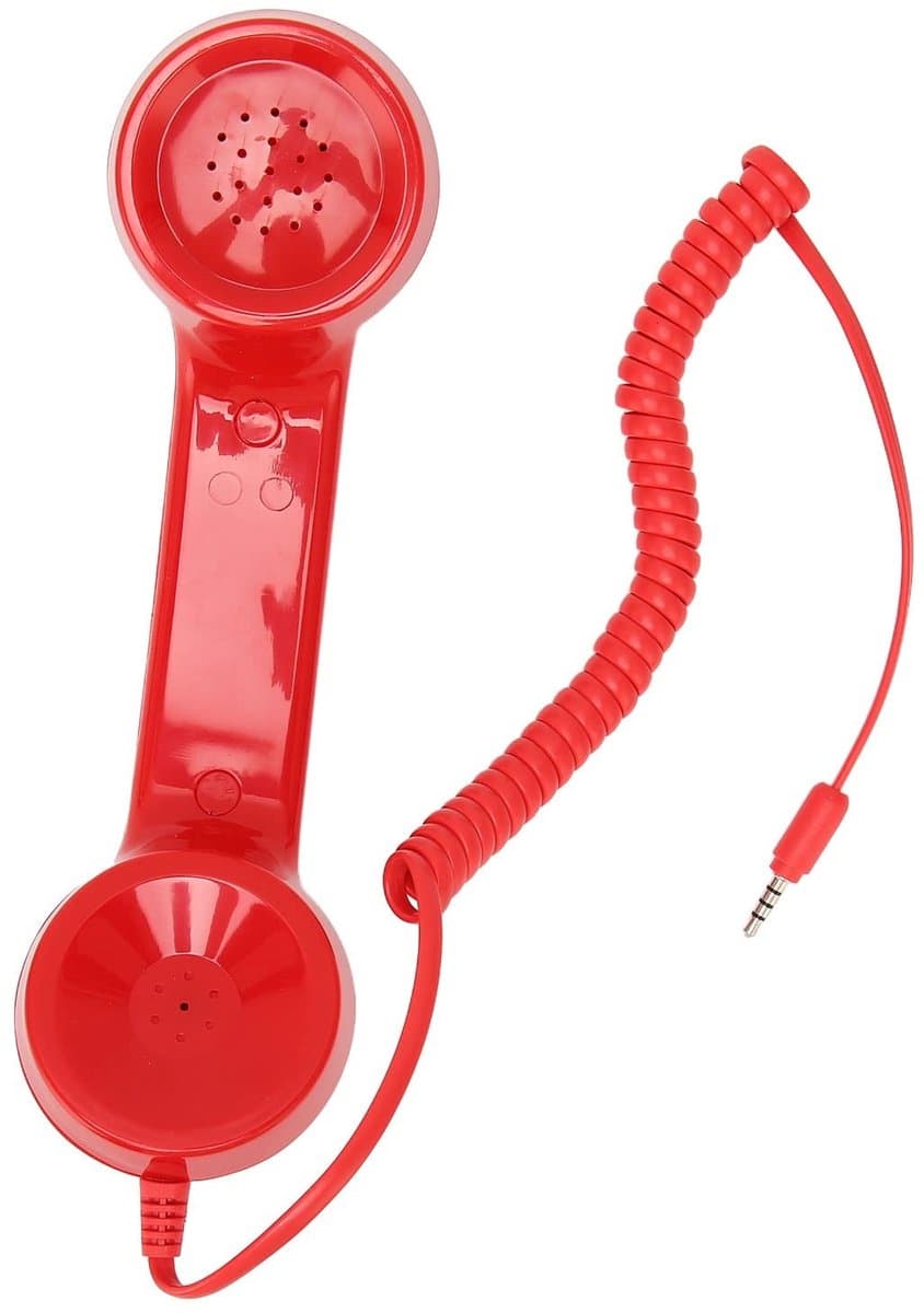 Dailygoods - Retro Telefoonhoorn - Vintage Telefoonkoptelefoon - Met Volumeregeling - Rood - Mobiele Telefoonontvanger - Geschikt voor Smartphones en
