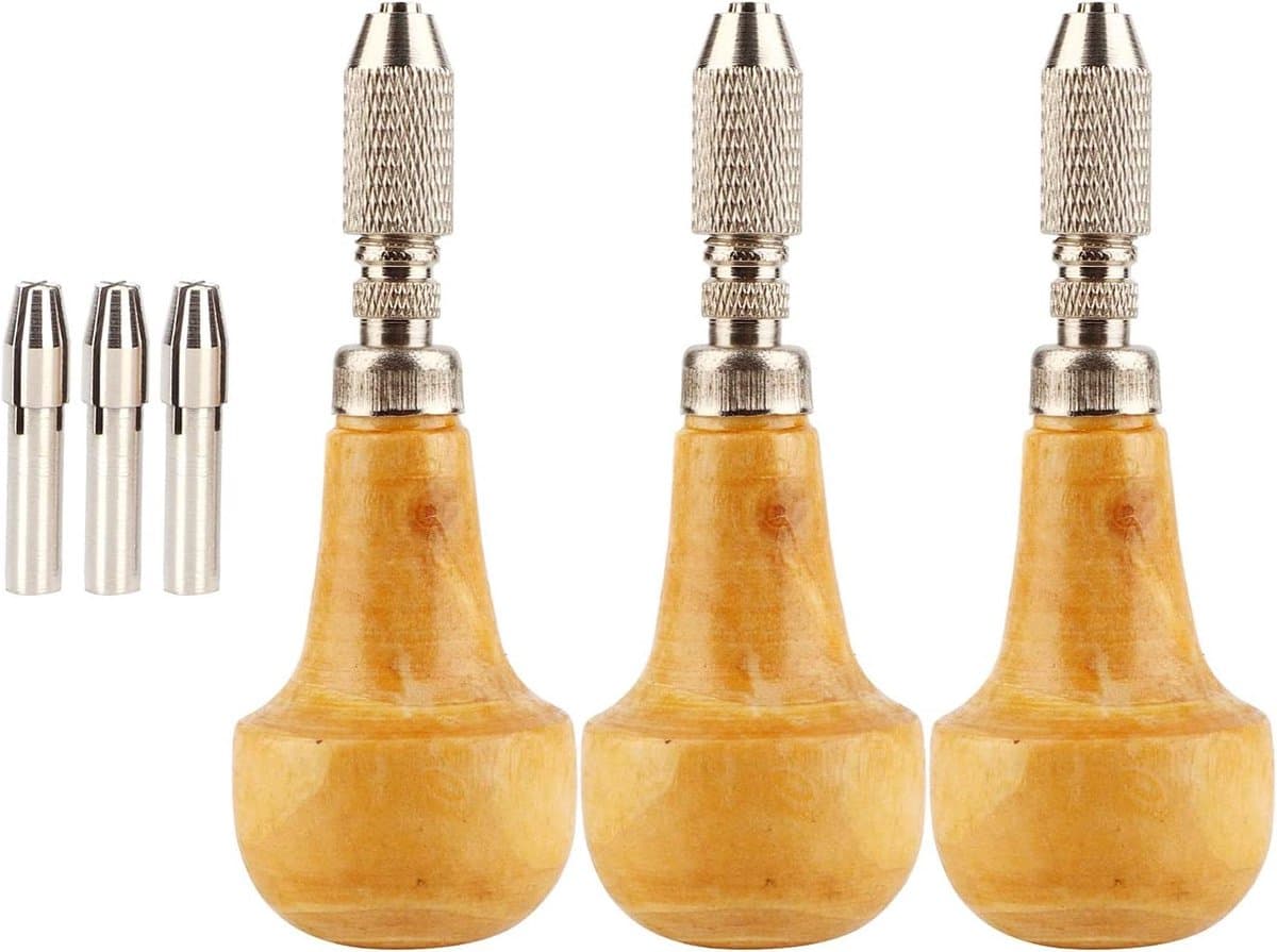Pin Vise Set - Boortang Handboor - Sieraden Maken - Ergonomische Handgreep - 3 Delen - Koper
