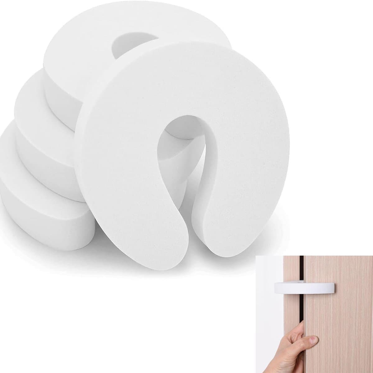 Deurstoppers voor kinderen - Vingerbescherming deur - Veiligheid thuis - Zacht schuim materiaal - Set van 4 - Wit