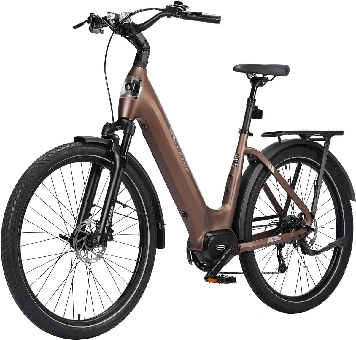 TTGO Z5 Elektrische Fiets - 250W Motor - 36V18Ah Accu - 27.5 Inch Banden - Max Snelheid 25km/u - Max Bereik 110-130km - Shimano 9 Versnellingen - Bruin