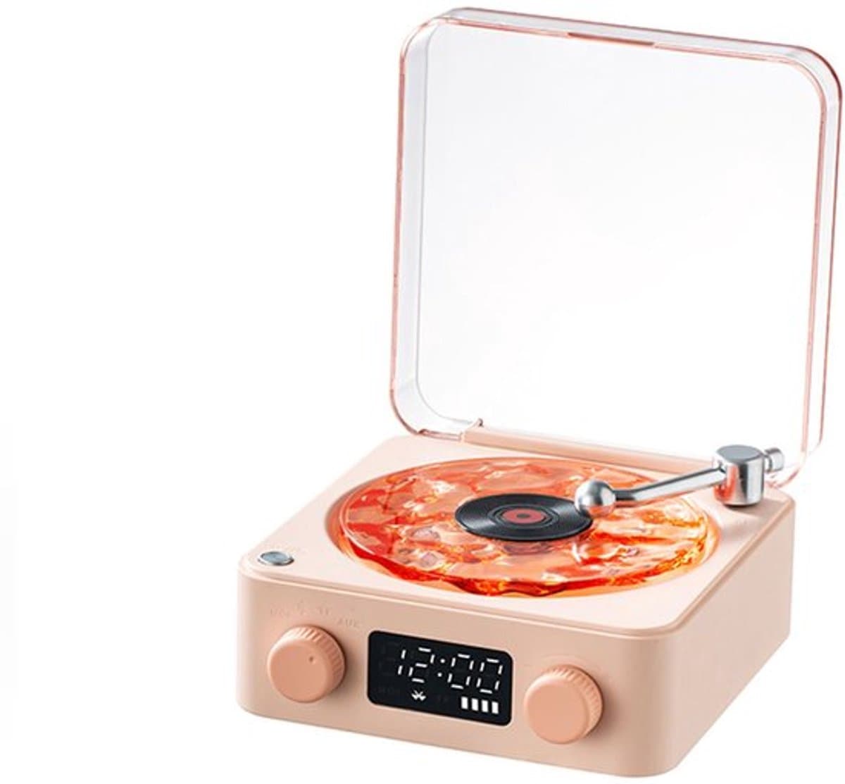 Draadloze platenspeler, Bluetooth-luidspreker, stereo muziekluidspreker met USB-oplaadfunctie - roze