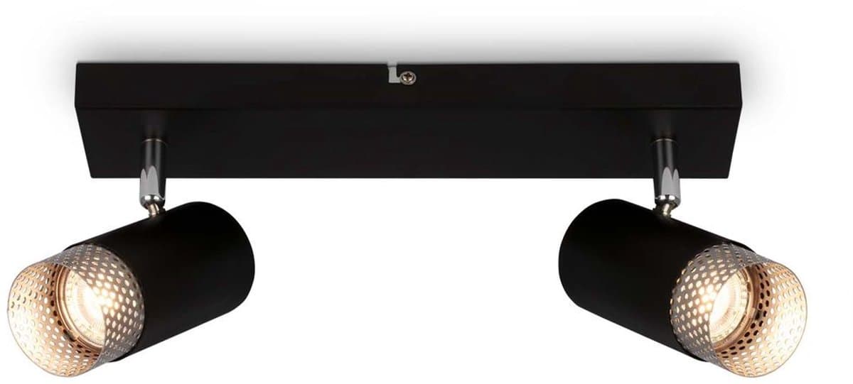 BRILONER - Plafondlamp - 2142025 - Draaibaar - GU10 fitting - Raster lampenkap - Gloeilamp niet inbegrepen - 44 x 7 x 12 cm - Zwart