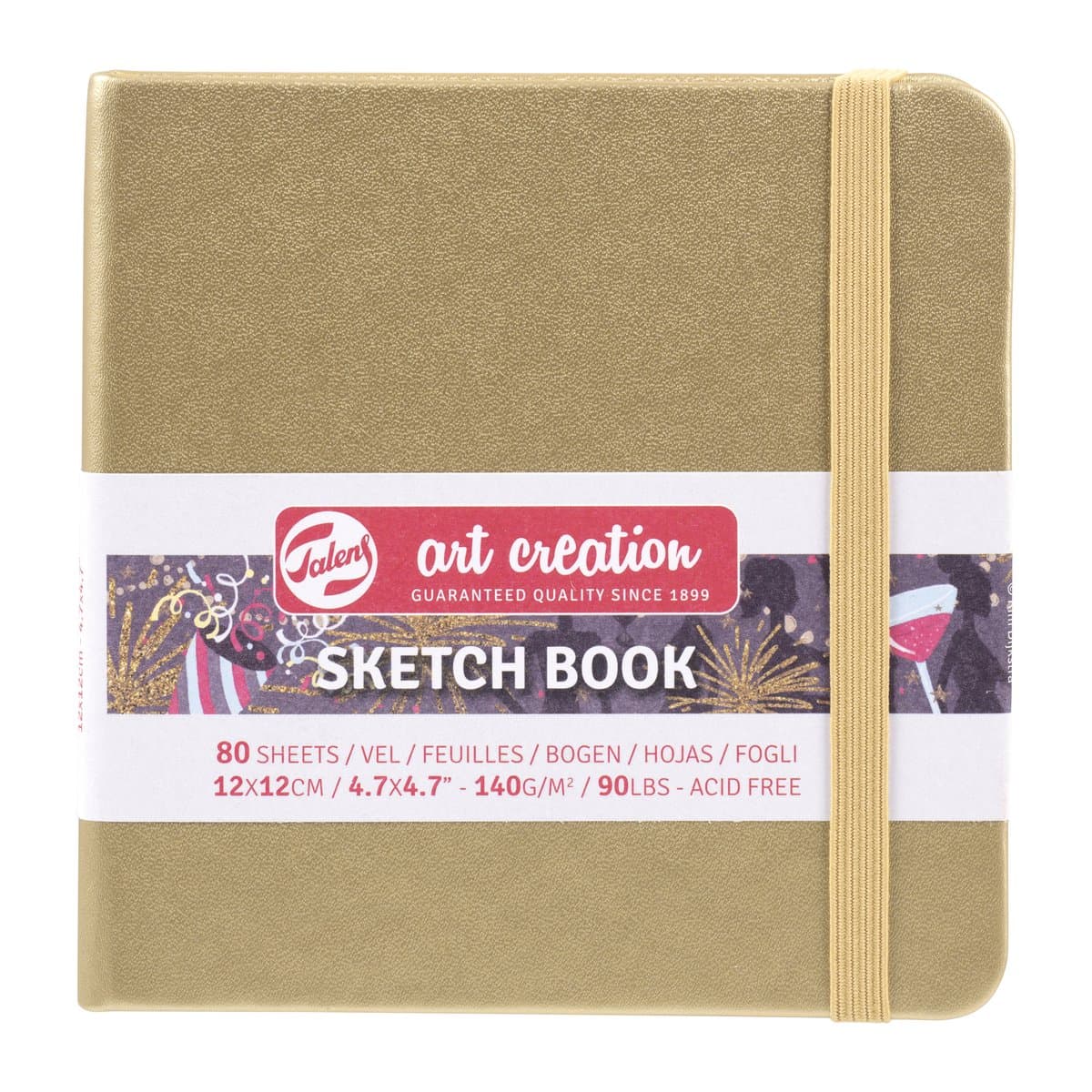 Schetsboek talens art creation 120x120mm witgoud