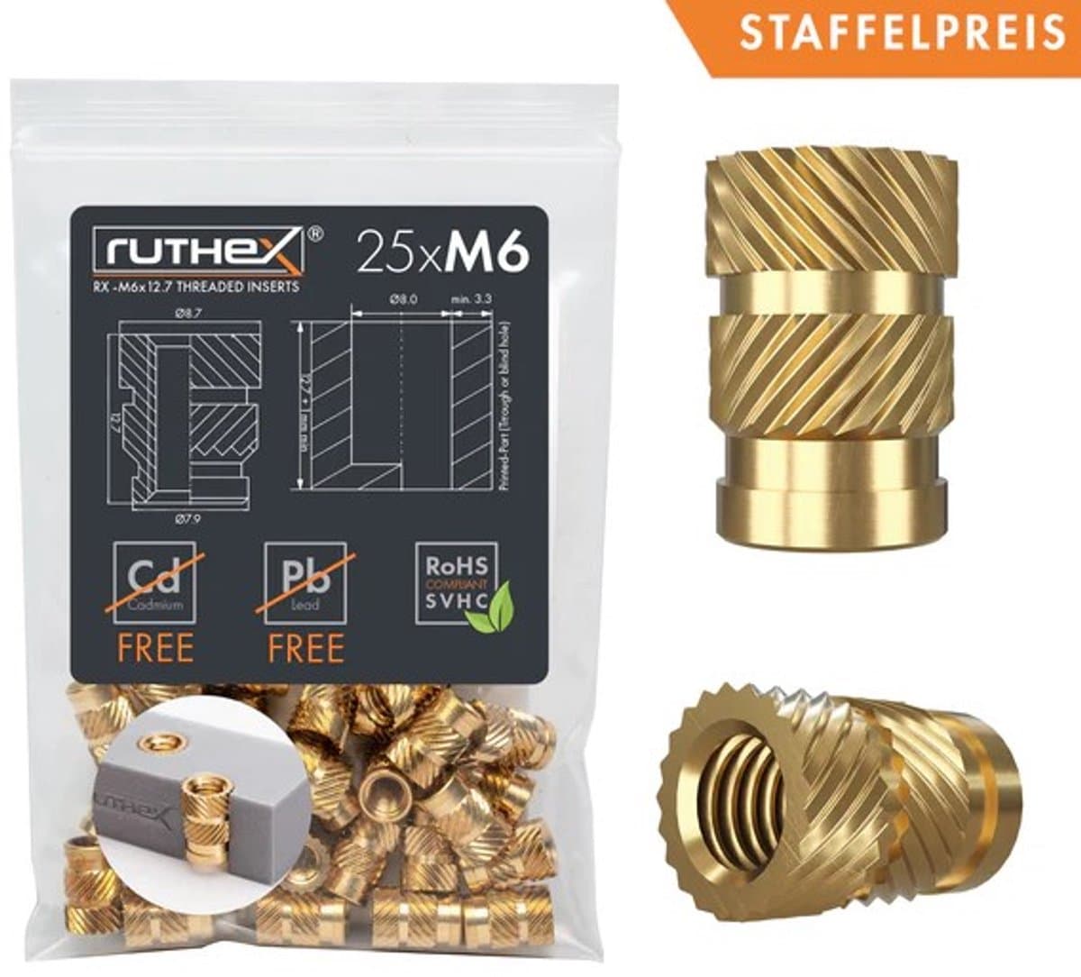 ruthex Schroefdraadinzet RX-M6x12.7 GE-M6x127-002
