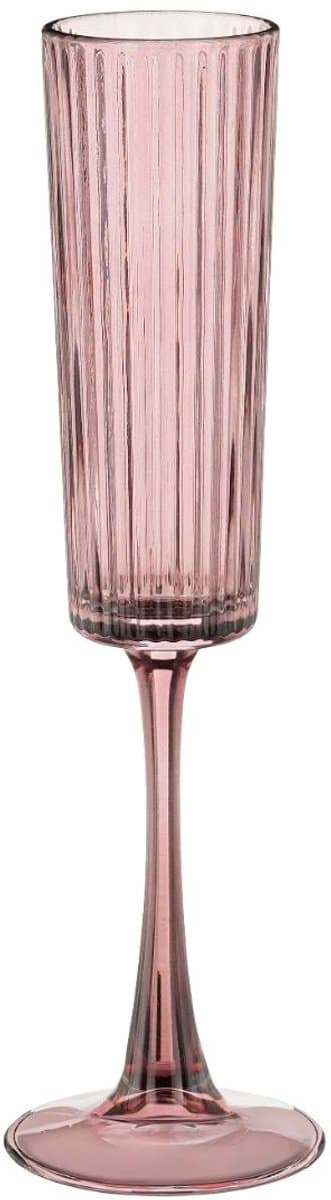 Mica Decorations Grigio Champagneglas Roze - Champagneglas met Ribbelstructuur - Champagneglas van Glas - Champagneglas voor Feestelijke Momenten - H24,5 x Ø5 cm