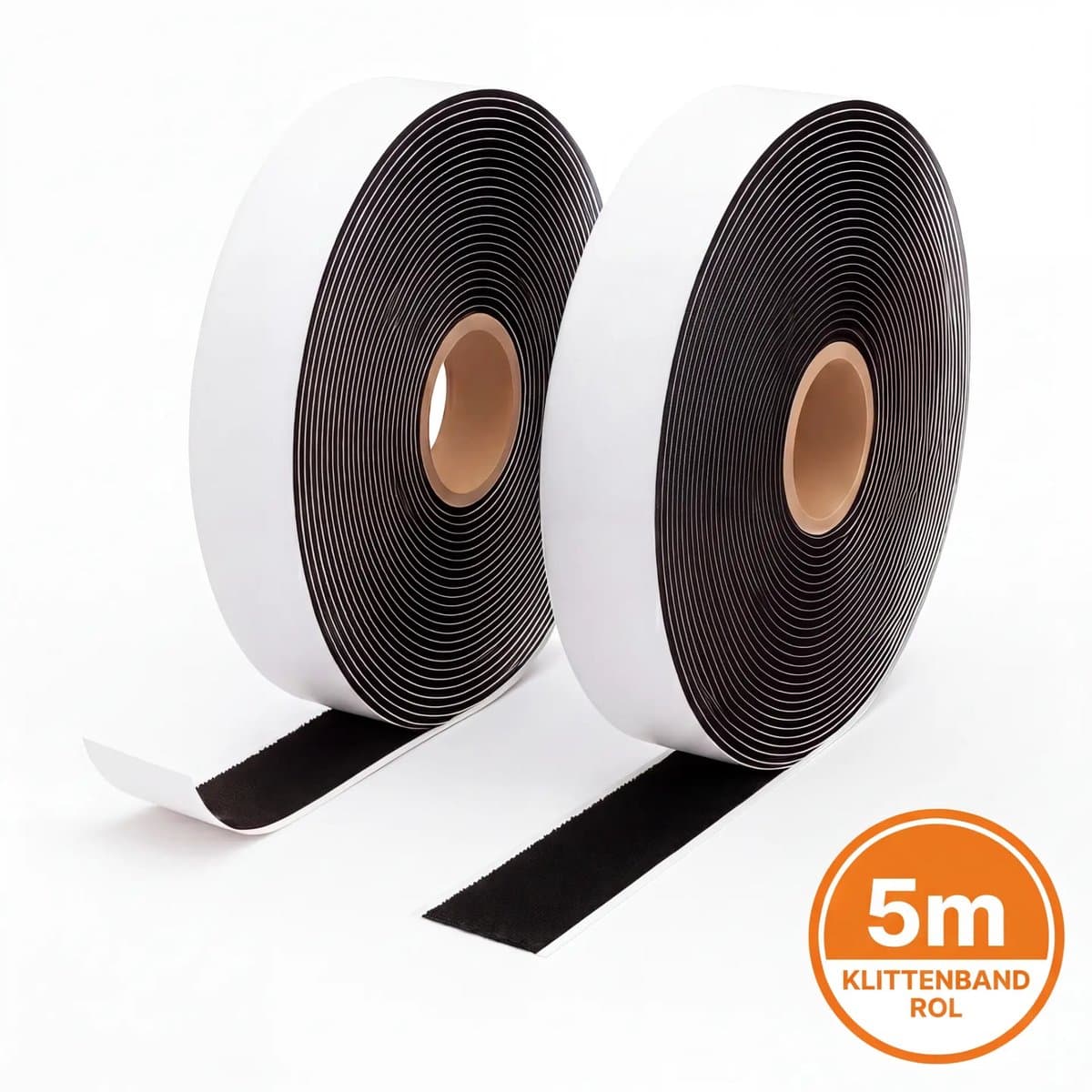 Klittenband Zelfklevend 50mm - 5 meter - Haak + Lus - Zwart - Bodutex