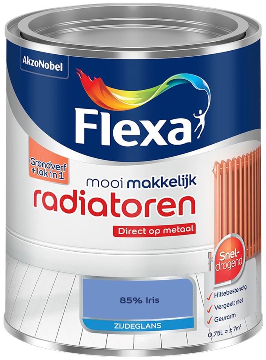 Flexa - Mooi Makkelijk Radiatoren Zijdeglans - 85% Iris - Mengverf - 750 Ml