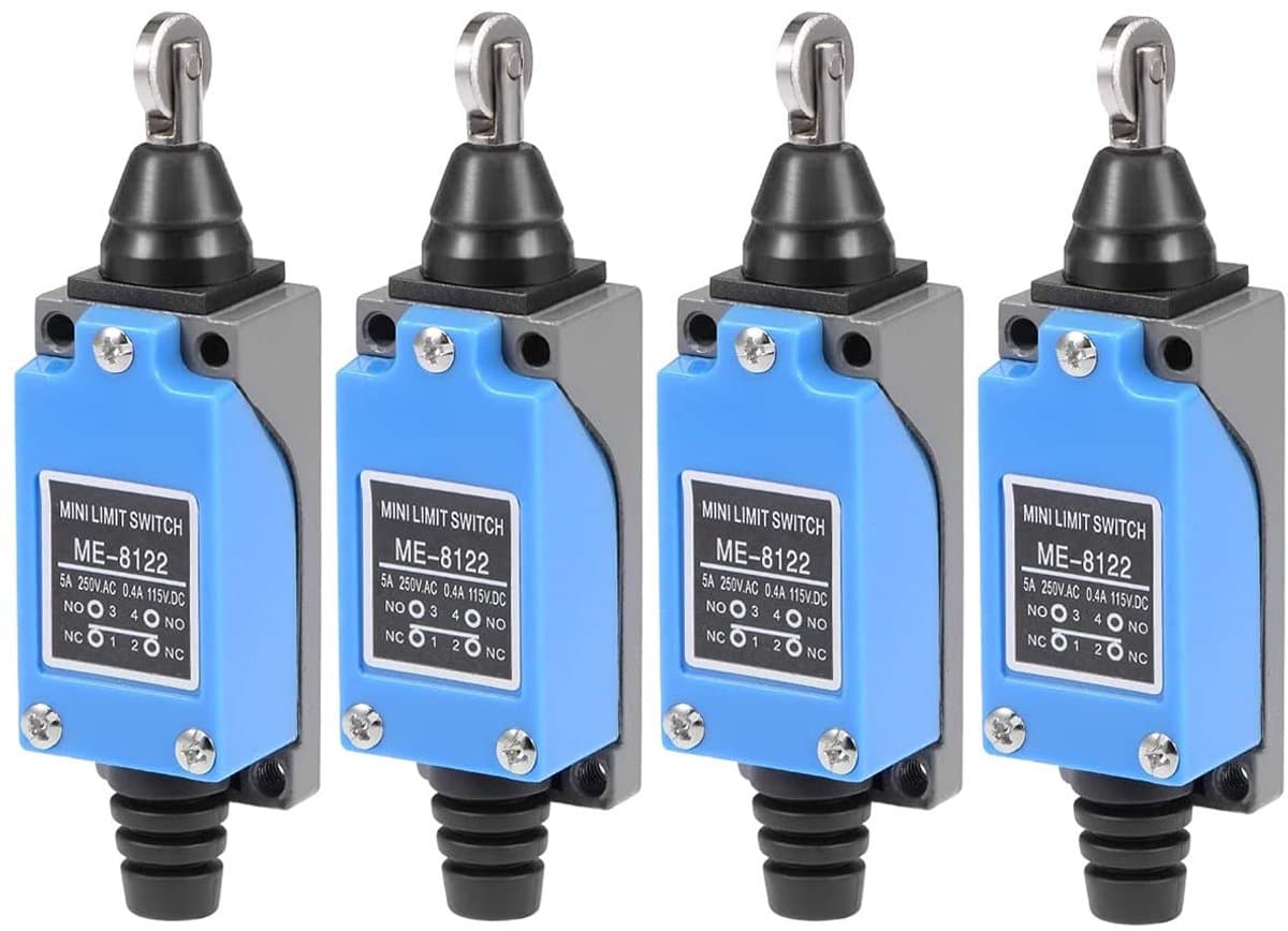 4pcs ME-8122 Cross Roller Plunger Momentary Limit Switch 1NC + 1NO for CNC Mill 3D Printer Door Switch 0~250V/5A