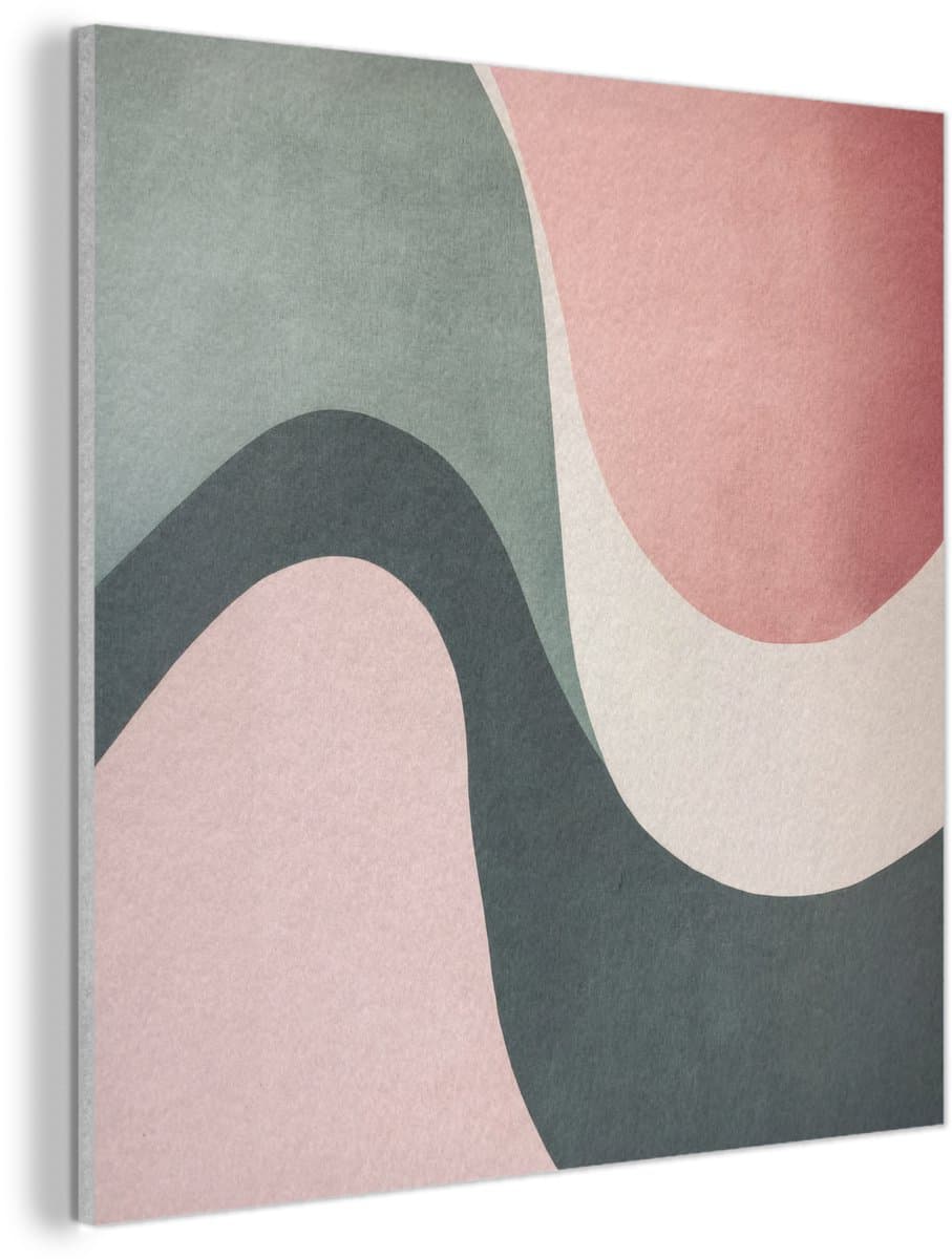 Akoestisch wandpaneel 60x60 cm - Vilt schilderij Abstract - Golven - Sierlijk - Roze - Akoestische panelen - Geluidsdempende wanddecoratie - Geluidsisolatie woonkamer - Muurdecoratie geluidspanelen