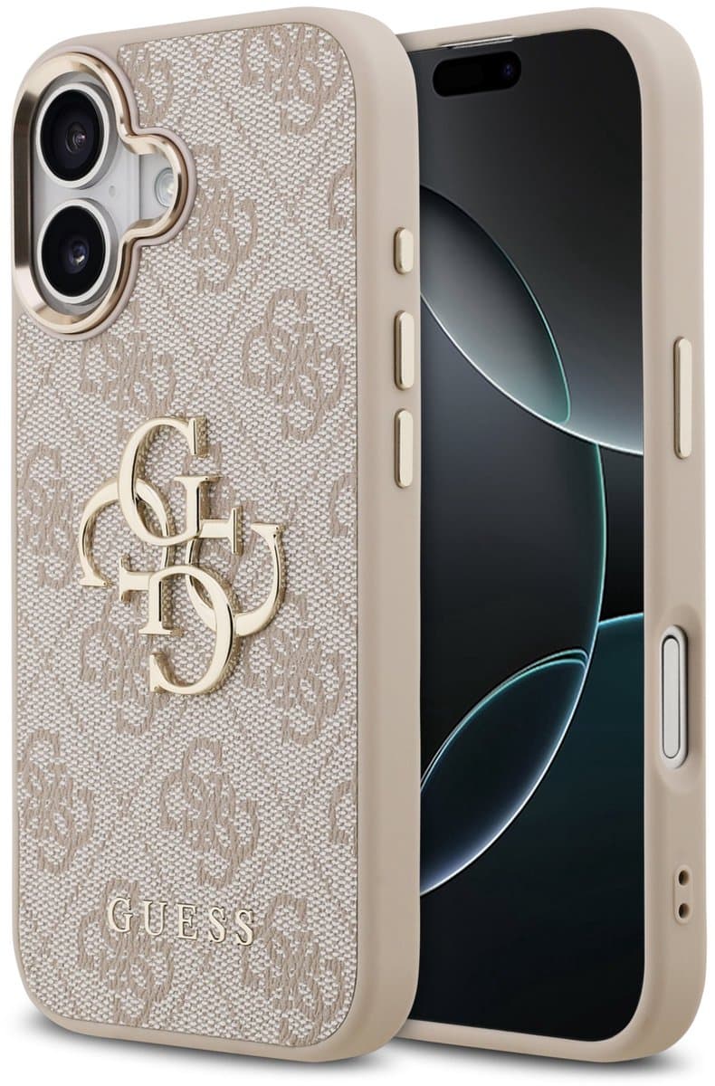 Guess 4G Metal Logo hoesje geschikt voor iPhone 17 – Luxe en Slank – Roze