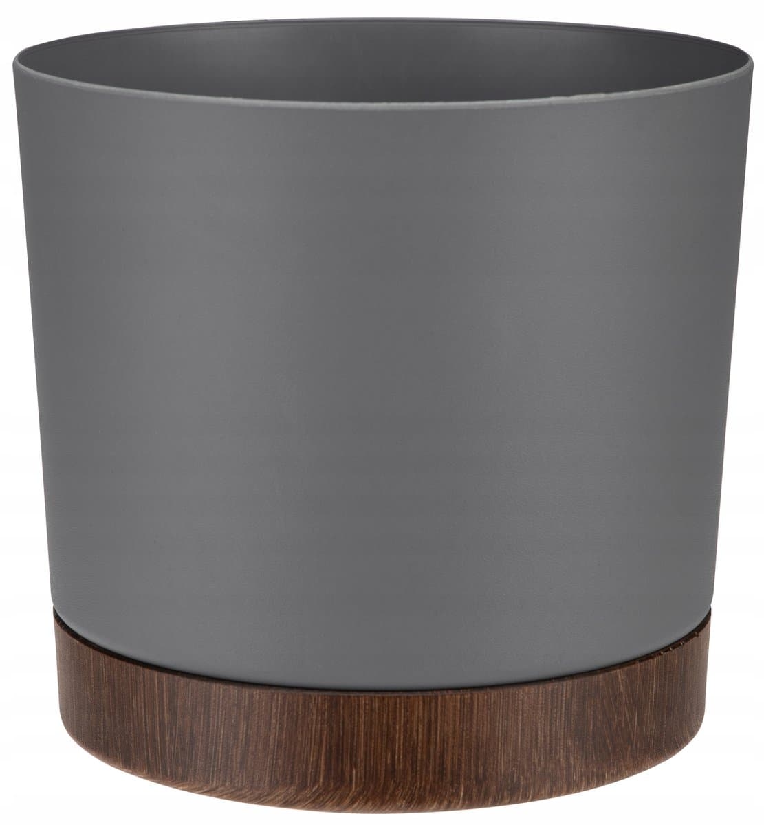 Hoover Pot 25 cm Grijs met Houten Look Onderzetter