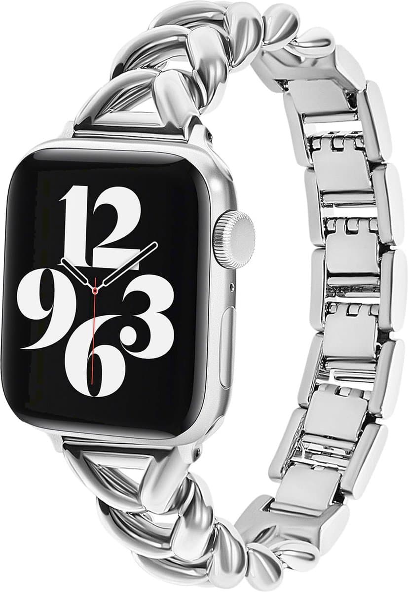 MY PROTECT - Luxe Metalen Visgraat Bandje - Geschikt Voor Apple Watch Bandje - Series 1/2/3/4/5/6/7/8/9/10/SE - 38mm - 40mm - 41mm - 42mm - Zilver
