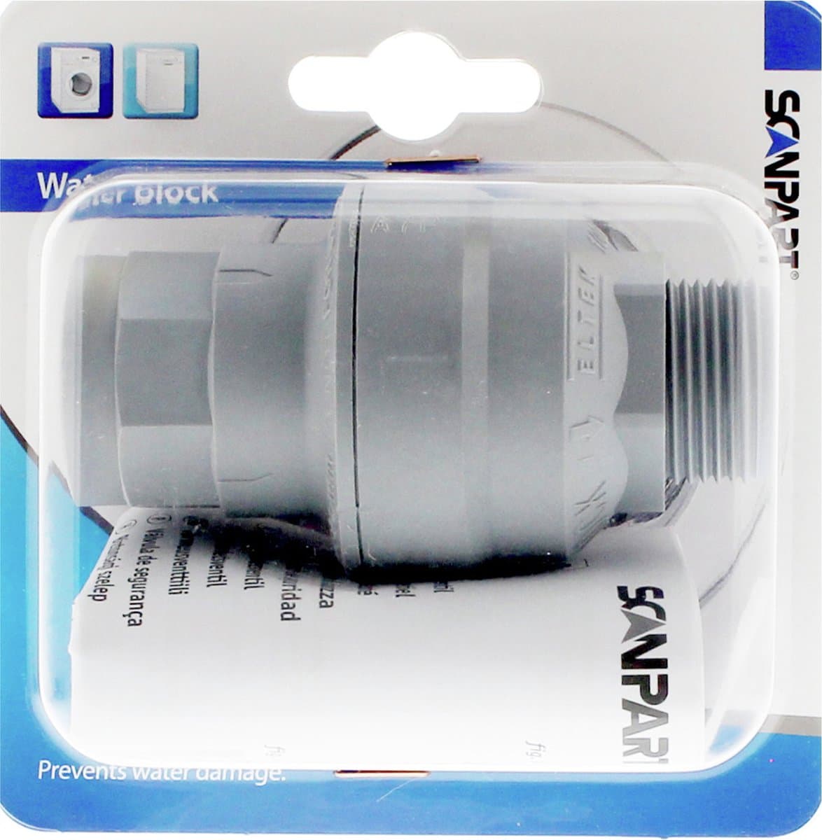 Scanpart mechanisch waterslot - Voor wasmachine en vaatwasser - Onderbreekt water bij defect aan machine - Mechanische waterstop - Aquastop kraan - Waterblok voor aanvoerslang - Universeel