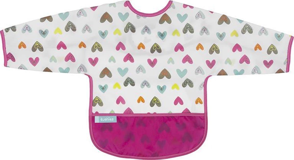 Kushies - Slabbetje -Waterdichte slab - met mouw - Hartjes - 6 t/m 12 maanden