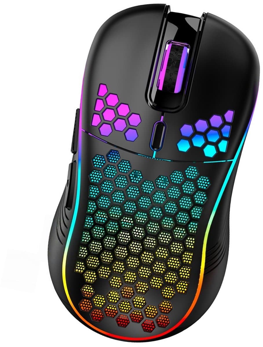 Kiraal Hero Pro Gaming Muis Zwart RGB – 2400 DPI – 8 Knoppen – Zwart – Lichtgewicht Hexagon Design – USB Receiver