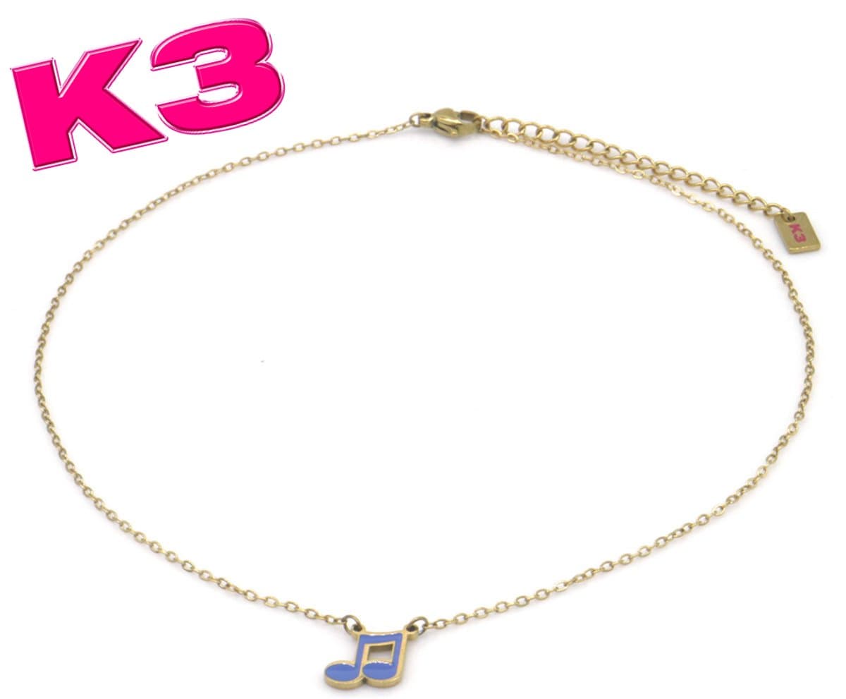 K3 ketting met muzieknoot bedel - Goudkleurig RVS - K3 merchandise - K3 sieraden