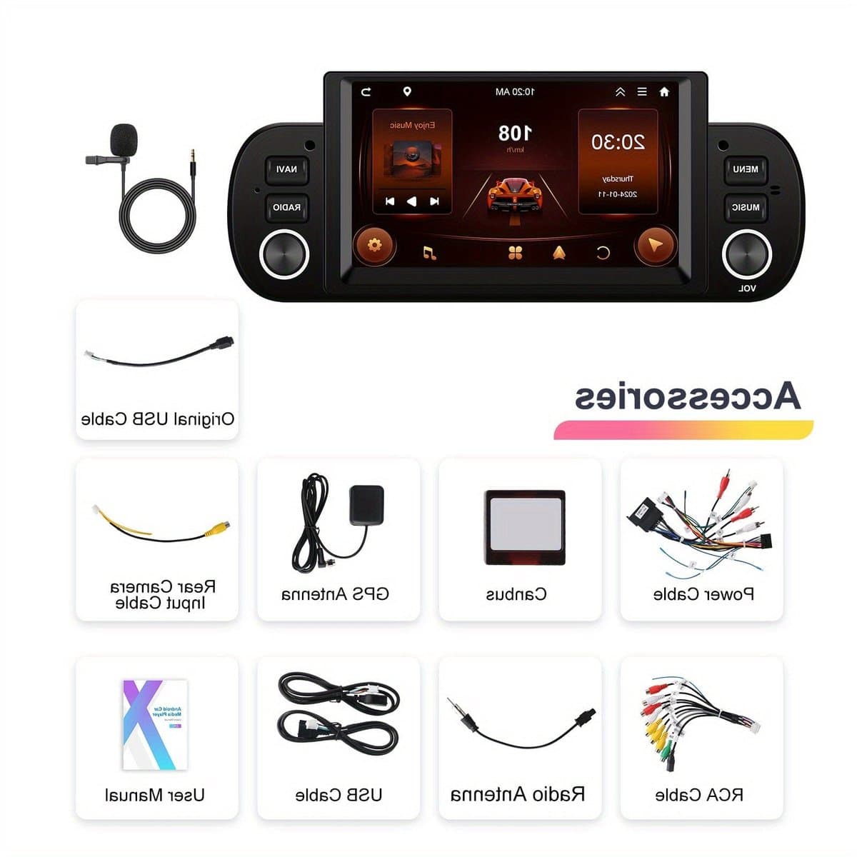 Multimedia Autoradio – Car Stereo – Auto Radio – Android Radio – Touchscreen Radio – Draadloze CarPlay & Android Auto – 6,2 Inch HD Touchscreen – GPS Navigatie & WiFi