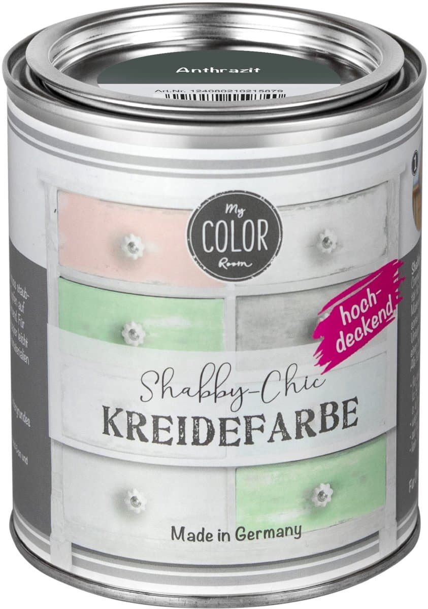 My COLOR Room Shabby Chic Krijtverf - Meubelverf Zonder Schuren - Waterbasis - Antraciet - 750 ml