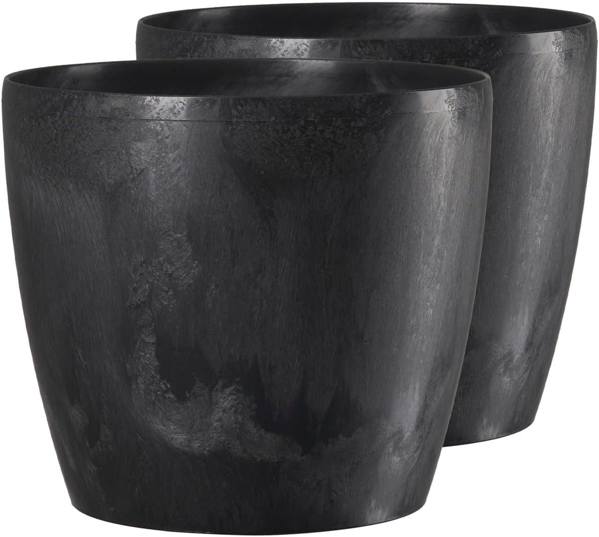 Bloempot Set van 2 Kunststof Modern Rond Zwart Beton