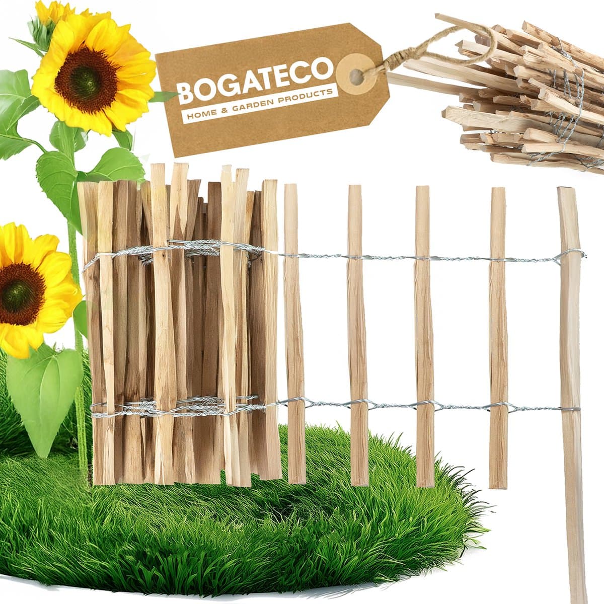 BOGATECO Hazelnoot Rolhekwerk 60 x 500 cm - Lattenafstand 4-5 cm - Natuurlijk Onbehandeld Hout - Duurzame Tuinafscheiding & Rolhek