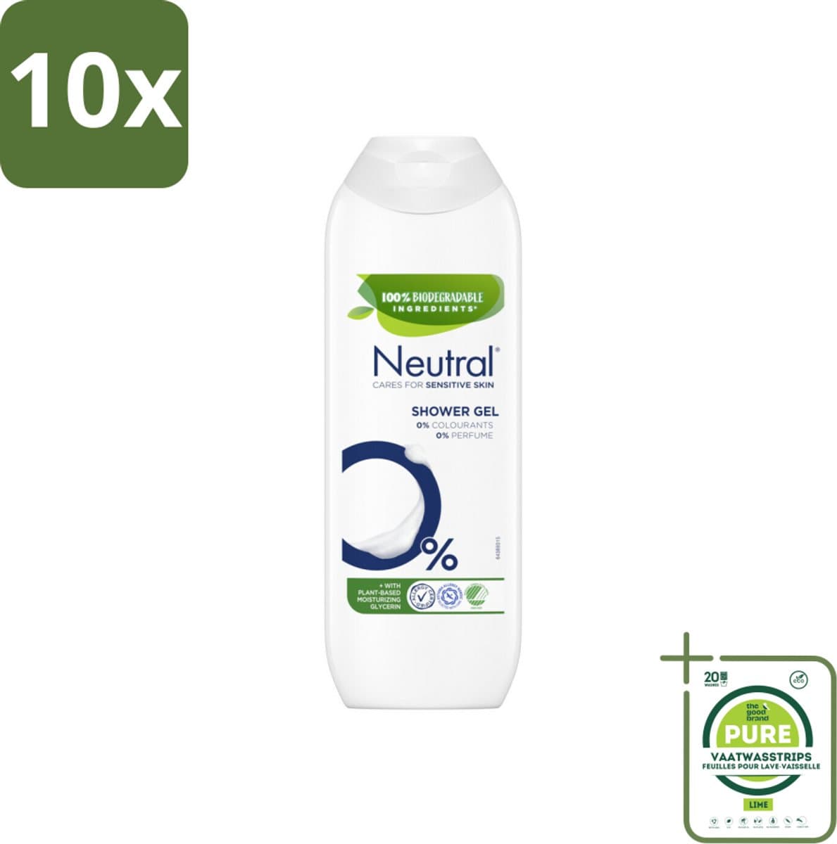 10 x Neutral Douchegel Parfumvrij 250 ml - Grootverpakking - Gevoelige Huid - Douchegel - Parfumvrij - Allergie - Huidverzorging