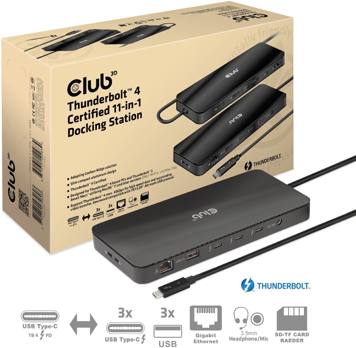 Club 3D Thunderbolt™ 4 Certified 11-in-1 Docking Station