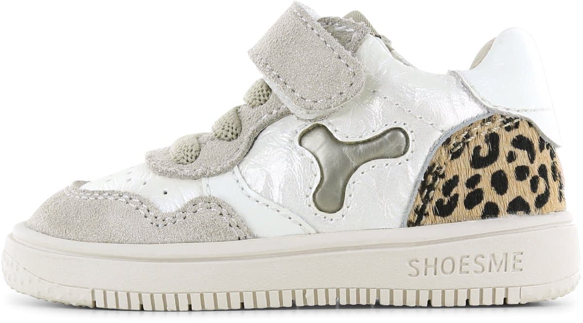 Shoesme Beige Sneakertje Met Panterprint - Sneakers Kinderen - Meisjes - Beige Leopard - Microfiber leer - Maat 23