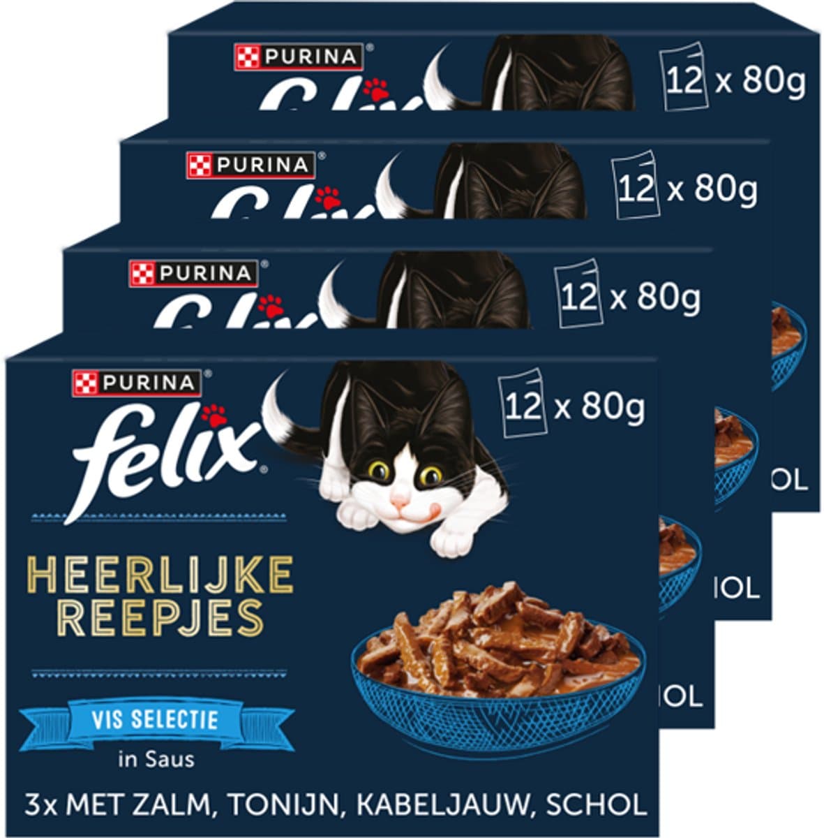 Felix heerlijke reepjes vis in saus natvoer voor katten