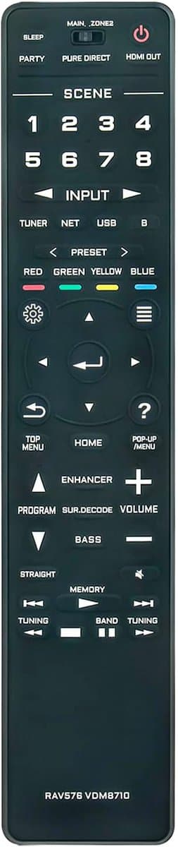 Vervang Afstandsbediening - Universele Controller - AV Ontvanger Bediening - Ergonomisch Ontwerp - 24.5 x 5 x 1 cm