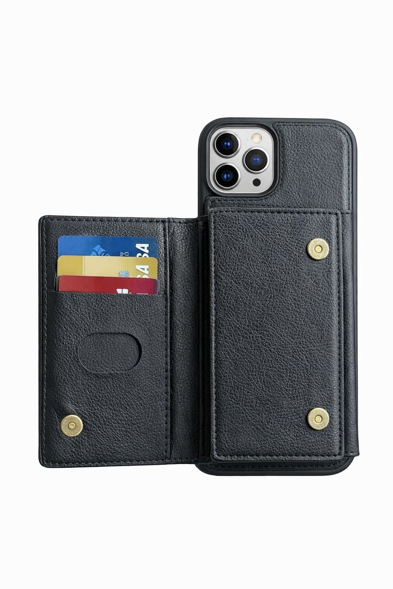 iPhone 17 Pro Leren Hoesje Zwart met MagSafe Wallet – Echt Leder – Pasjes houder voor 3+ Kaarten – Dun Luxe Telefoonhoes – Magnetische Portemonnee Case Plus screenprotector