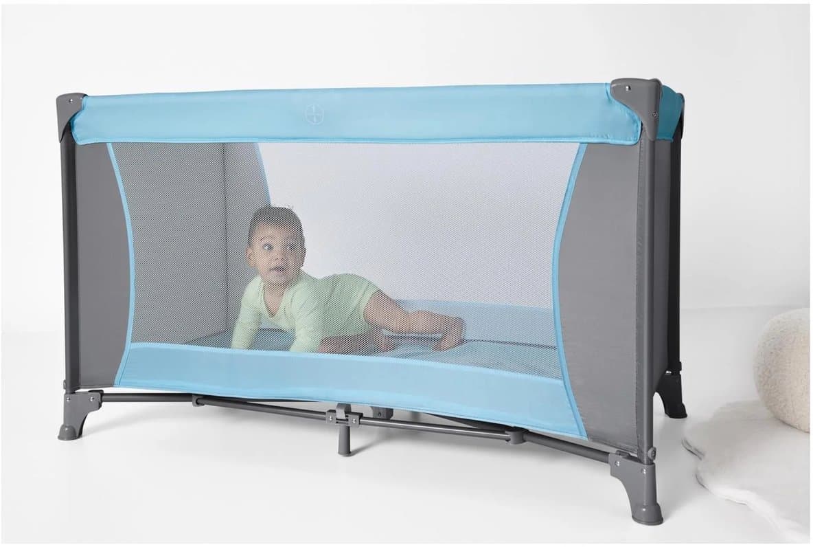 Lupilu Baby Reisbed - Reiswieg - Campingbedje - 125 x 65 x 74 cm - Lichtblauw met grijs