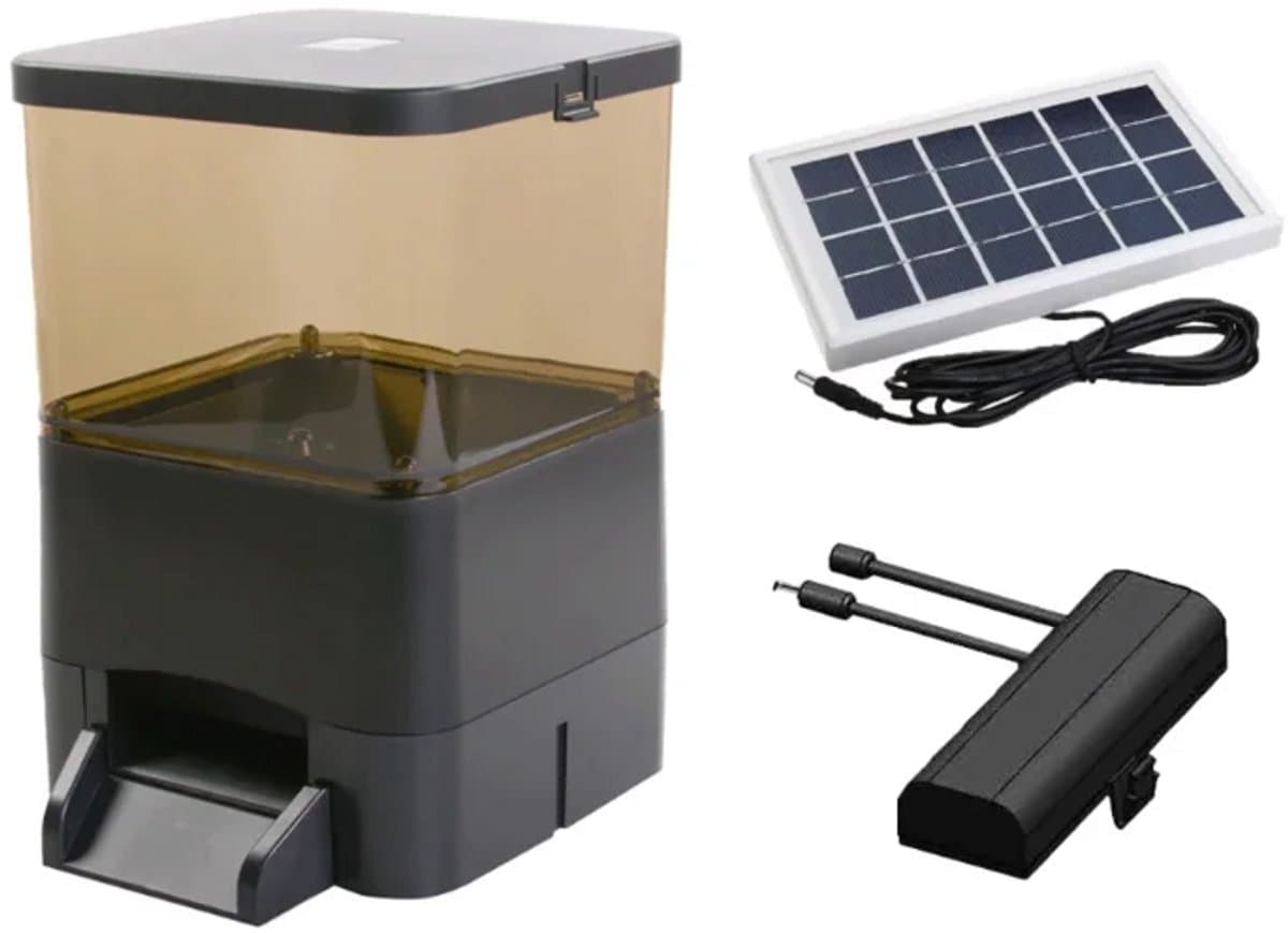 Aquaforte voerautomaat Fish Feeder 8 liter + ACCU & ZONNEPANEEL