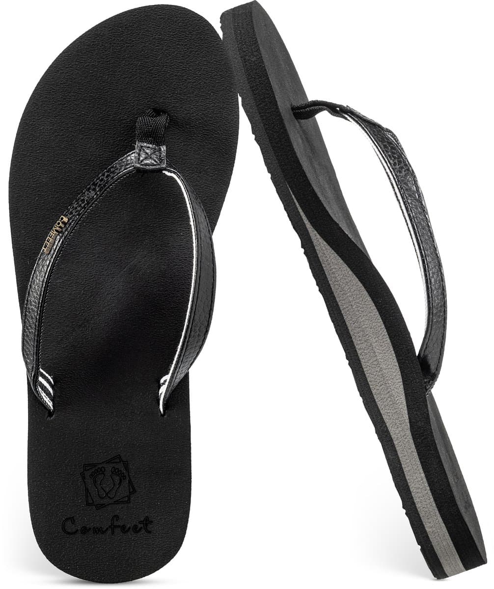 Slippers Dames - Sandalen - Zwart - Maat 40 - Comfeet