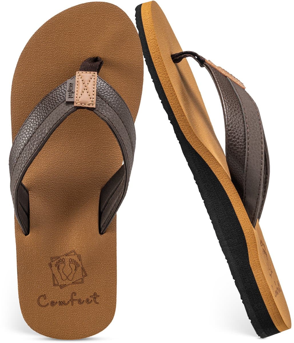 Slippers Heren - Sandalen - Bruin - Maat 44 - Comfeet