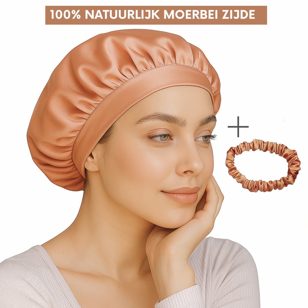 ZoeZo Design - Slaapmuts - Silk Bonnet - 100% Zijden - Medium - Zacht & Stralend haar - Zijden Haarmuts - Haarnet - Anti-Klit - Roze - Moerbei Zijde