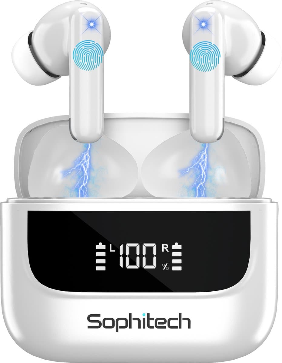 SophiBuds Pro - Draadloze Oortjes Bluetooth - Oordopjes Draadloos met ANC & ENC Noise Cancelling - Bluetooth Oordopjes Universeel - Geschikt als Earpods - BT 5.4 - Wit