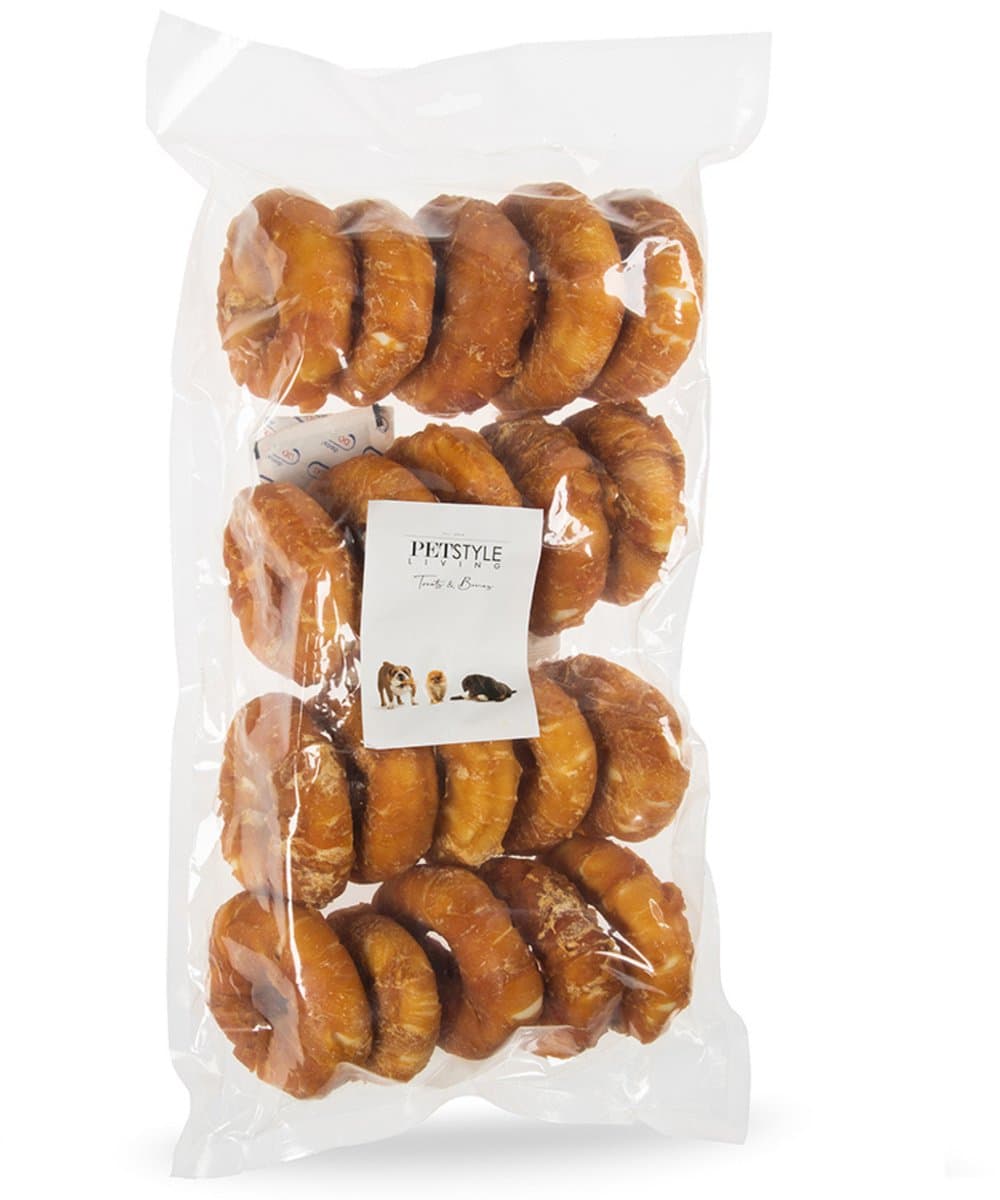 Petstyle Living Gepofte Ringen met Kip - Hondensnacks - 7,5cm - 20 Stuks - Donut Hond