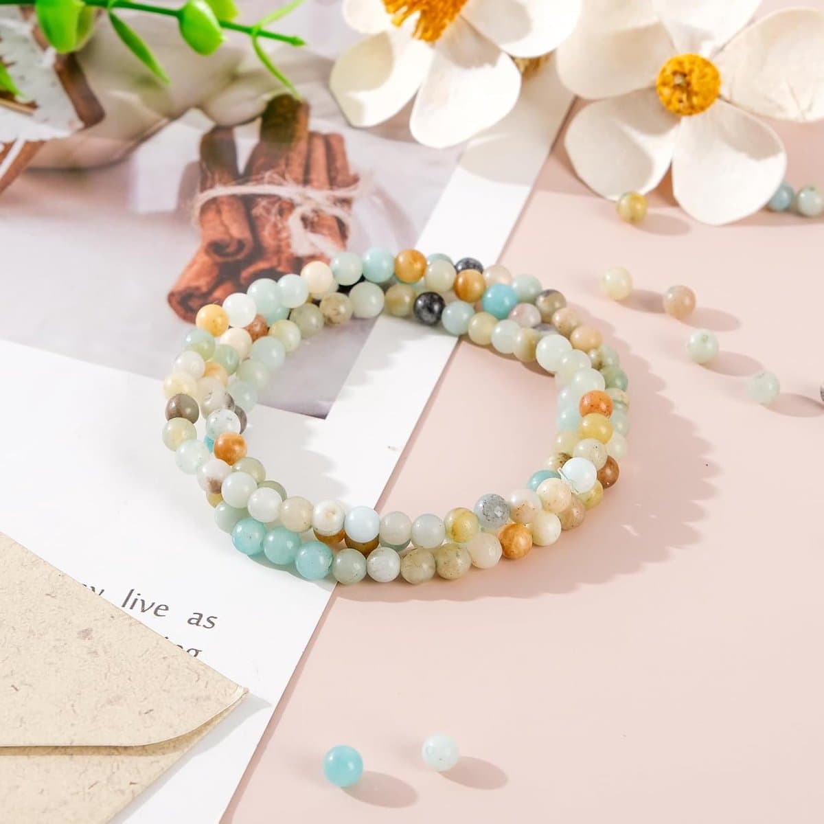 Candala 4 mm ronde natuurlijke amazoniet kralen, edelstenen kralen, edelstenen om te rijgen voor doe-het-zelf armbanden, halskettingen, sieradenmaking, feesten, feestdagen