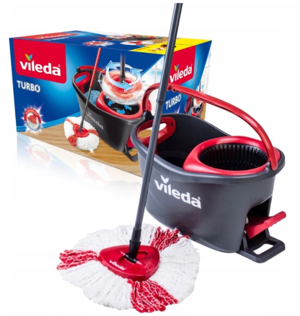 Vileda Turbo Draaibare Mop Set met Emmer - Efficiënt Schoonmaken