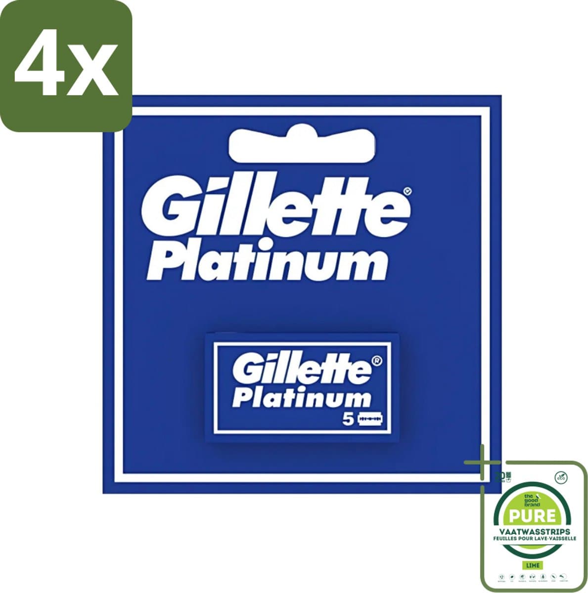 Gillette - Platinum - Extra scherpte - 5 Navulscheermesjes - Voordeelverpakking - 4 stuks - Scheermesjes - Scheermes