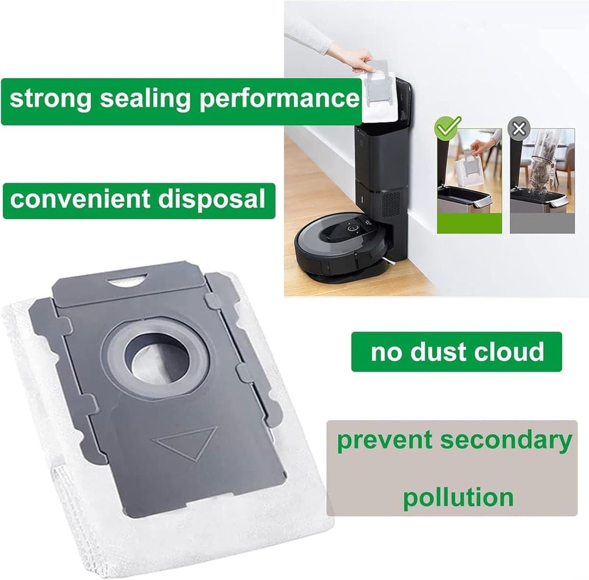 Allecta - Stofzuigerzakken voor iRobot Roomba i7 i8 i3 i4 i6 j7 s9 - 4 stuks